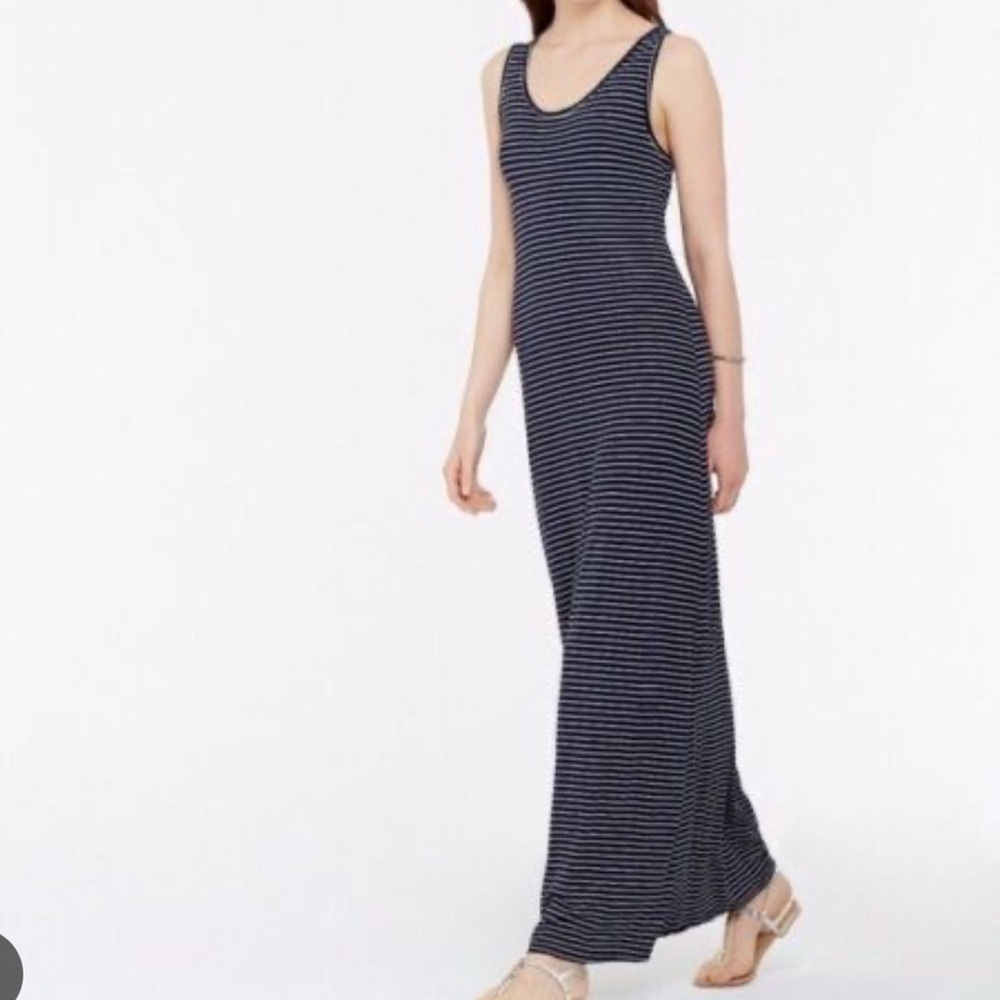 Ann Taylor Navy & White Striped Tank Maxi Dress